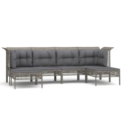 vidaXL Set de muebles de jardín 6 pzas y cojines ratán sintético gris