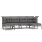 vidaXL Set de muebles de jardín 6 pzas y cojines ratán sintético gris vidaXL Set de muebles de jardín 6 pzas y cojines ratán sintético gris