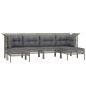 vidaXL Set de muebles de jardín 6 pzas y cojines ratán sintético gris vidaXL Set de muebles de jardín 6 pzas y cojines ratán sintético gris