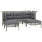 vidaXL Set de muebles de jardín 6 pzas y cojines ratán sintético gris vidaXL Set de muebles de jardín 6 pzas y cojines ratán sintético gris