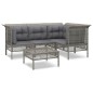 vidaXL Set de muebles de jardín 5 pzas y cojines ratán sintético gris vidaXL Set de muebles de jardín 5 pzas y cojines ratán sintético gris