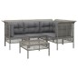 vidaXL Set de muebles de jardín 5 pzas y cojines ratán sintético gris vidaXL Set de muebles de jardín 5 pzas y cojines ratán sintético gris