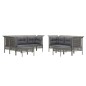 vidaXL Set de muebles de jardín 9 pzas y cojines ratán sintético gris vidaXL Set de muebles de jardín 9 pzas y cojines ratán sintético gris