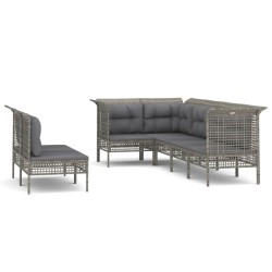 vidaXL Set de muebles de jardín 7 pzas y cojines ratán sintético gris