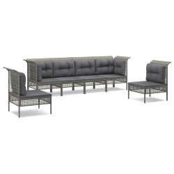 vidaXL Set de muebles de jardín 6 pzas y cojines ratán sintético gris