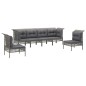vidaXL Set de muebles de jardín 6 pzas y cojines ratán sintético gris vidaXL Set de muebles de jardín 6 pzas y cojines ratán sintético gris