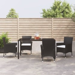 vidaXL Set de muebles jardín 5 pzas con cojines ratán sintético negro
