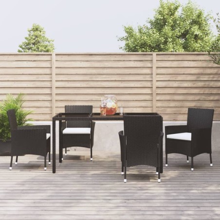 vidaXL Set de muebles jardín 5 pzas con cojines ratán sintético negro