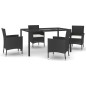 vidaXL Set de muebles jardín 5 pzas con cojines ratán sintético negro vidaXL Set de muebles jardín 5 pzas con cojines ratán sintético negro