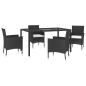 vidaXL Set de muebles jardín 5 pzas con cojines ratán sintético negro vidaXL Set de muebles jardín 5 pzas con cojines ratán sintético negro