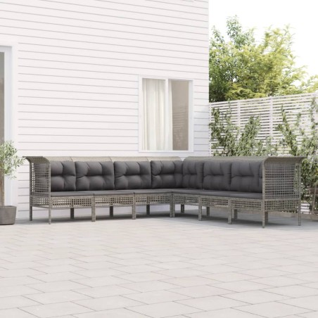 vidaXL Set de muebles de jardín 7 pzas y cojines ratán sintético gris