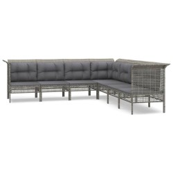 vidaXL Set de muebles de jardín 7 pzas y cojines ratán sintético gris