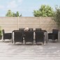 vidaXL Set de comedor de jardín 9 pzas y cojines ratán sintético negro