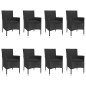vidaXL Set de comedor de jardín 9 pzas y cojines ratán sintético negro