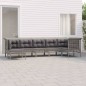 vidaXL Set de muebles de jardín 7 pzas y cojines ratán sintético gris