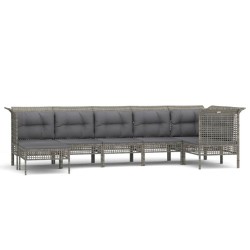 vidaXL Set de muebles de jardín 7 pzas y cojines ratán sintético gris