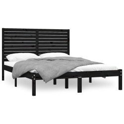 vidaXL Estructura de cama de madera maciza negra 140x200 cm