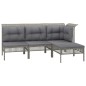 vidaXL Set de muebles de jardín 4 pzas y cojines ratán sintético gris