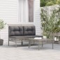 vidaXL Set de muebles de jardín 3 pzas y cojines ratán sintético gris vidaXL Set de muebles de jardín 3 pzas y cojines ratán sintético gris