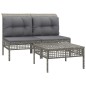 vidaXL Set de muebles de jardín 3 pzas y cojines ratán sintético gris vidaXL Set de muebles de jardín 3 pzas y cojines ratán sintético gris