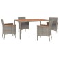 vidaXL Set comedor de jardín 5 piezas con cojines ratán sintético gris vidaXL Set comedor de jardín 5 piezas con cojines ratán sintético gris