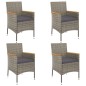 vidaXL Set comedor de jardín 5 piezas con cojines ratán sintético gris vidaXL Set comedor de jardín 5 piezas con cojines ratán sintético gris
