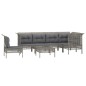 vidaXL Set de muebles de jardín 7 pzas y cojines ratán sintético gris vidaXL Set de muebles de jardín 7 pzas y cojines ratán sintético gris