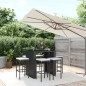 vidaXL Mesa y taburetes altos jardín y cojines 7 pzas ratán PE negro