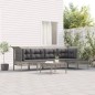 vidaXL Set de muebles de jardín 6 pzas y cojines ratán sintético gris vidaXL Set de muebles de jardín 6 pzas y cojines ratán sintético gris
