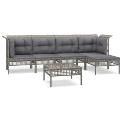 vidaXL Set de muebles de jardín 6 pzas y cojines ratán sintético gris