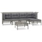 vidaXL Set de muebles de jardín 6 pzas y cojines ratán sintético gris vidaXL Set de muebles de jardín 6 pzas y cojines ratán sintético gris