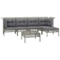 vidaXL Set de muebles de jardín 6 pzas y cojines ratán sintético gris vidaXL Set de muebles de jardín 6 pzas y cojines ratán sintético gris