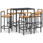 vidaXL Mesa bar y taburetes jardín 7 pzas madera acacia ratán PE negro vidaXL Mesa bar y taburetes jardín 7 pzas madera acacia ratán PE negro