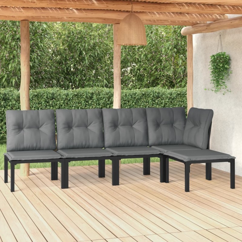 vidaXL Juego de muebles de jardín 5 pzas ratán sintético negro y gris vidaXL Juego de muebles de jardín 5 pzas ratán sintético negro y gris