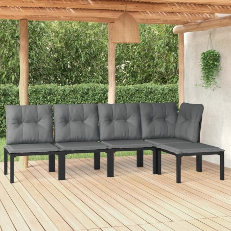 vidaXL Juego de muebles de jardín 5 pzas ratán sintético negro y gris