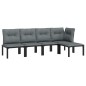 vidaXL Juego de muebles de jardín 5 pzas ratán sintético negro y gris vidaXL Juego de muebles de jardín 5 pzas ratán sintético negro y gris