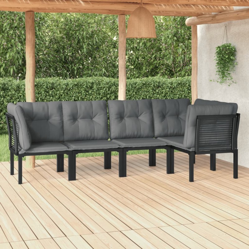 vidaXL Juego de muebles de jardín 5 pzas ratán sintético negro y gris vidaXL Juego de muebles de jardín 5 pzas ratán sintético negro y gris