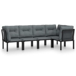 vidaXL Juego de muebles de jardín 5 pzas ratán sintético negro y gris