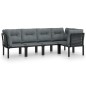 vidaXL Juego de muebles de jardín 5 pzas ratán sintético negro y gris vidaXL Juego de muebles de jardín 5 pzas ratán sintético negro y gris