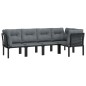 vidaXL Juego de muebles de jardín 5 pzas ratán sintético negro y gris vidaXL Juego de muebles de jardín 5 pzas ratán sintético negro y gris