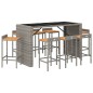 vidaXL Mesa bar y taburetes jardín 9 pzas madera acacia ratán PE gris vidaXL Mesa bar y taburetes jardín 9 pzas madera acacia ratán PE gris