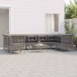 vidaXL Set de muebles de jardín 10 pzas y cojines ratán sintético gris