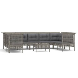 vidaXL Set de muebles de jardín 10 pzas y cojines ratán sintético gris