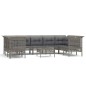 vidaXL Set de muebles de jardín 10 pzas y cojines ratán sintético gris