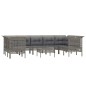 vidaXL Set de muebles de jardín 10 pzas y cojines ratán sintético gris