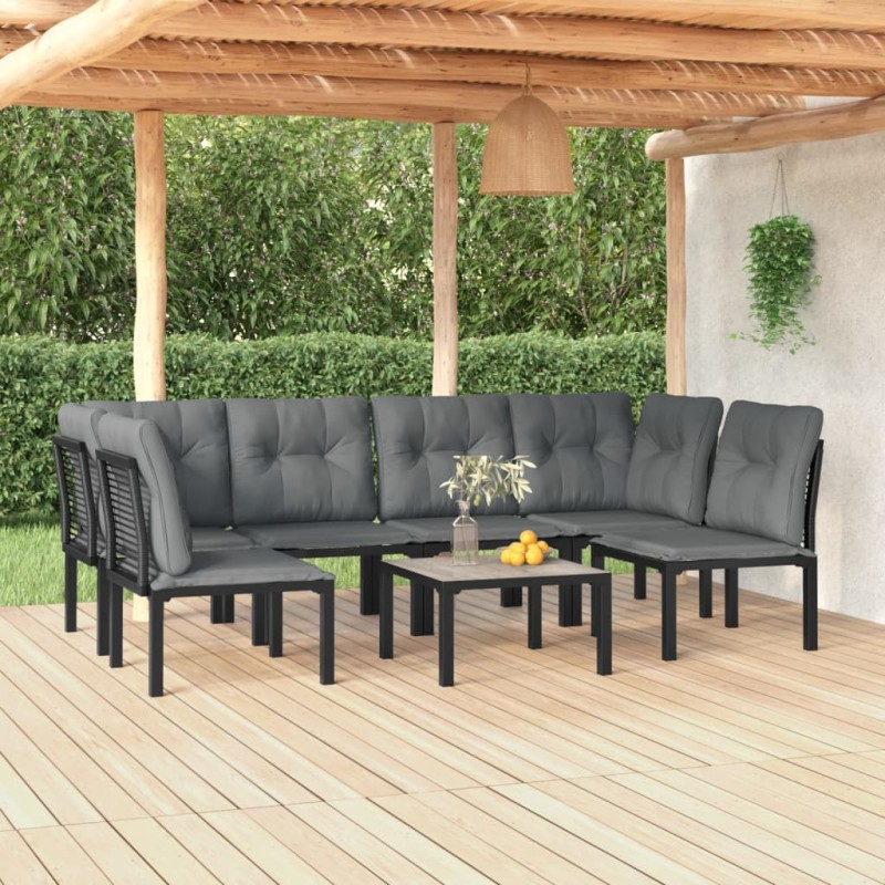 vidaXL Juego de muebles de jardín 7 pzas ratán sintético negro y gris