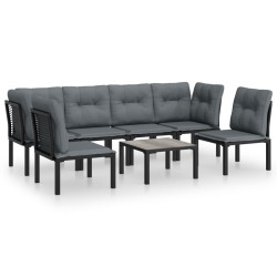 vidaXL Juego de muebles de jardín 7 pzas ratán sintético negro y gris