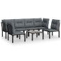 vidaXL Juego de muebles de jardín 7 pzas ratán sintético negro y gris