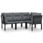 vidaXL Set de muebles de jardín 4 piezas ratán sintético negro y gris vidaXL Set de muebles de jardín 4 piezas ratán sintético negro y gris