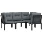 vidaXL Set de muebles de jardín 4 piezas ratán sintético negro y gris vidaXL Set de muebles de jardín 4 piezas ratán sintético negro y gris